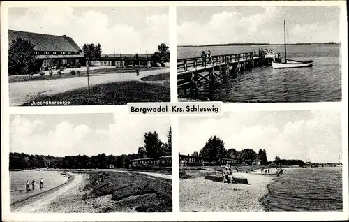 Ak Borgwedel an der Schlei in Schleswig Holstein, Jugendherberge, Partie am Wasser