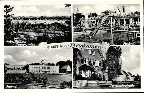 Ak Weddinghofen Bergkamen im Ruhrgebiet, Freibad, Neue Siedlung, Landwehrstraße