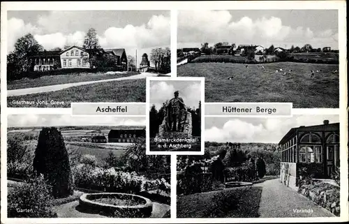 Ak Ascheffel im Kreis Eckernförde, Hüttener Berg, Veranda, Garten, Gasthaus