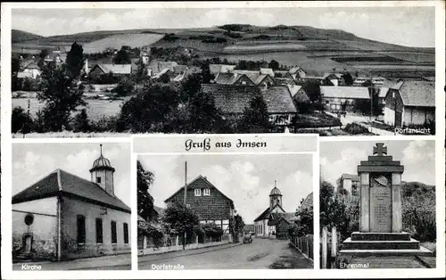 Ak Imsen Alfeld an der Leine, Dorfansicht, Kirche, Ehrenmal, Dorfstraße