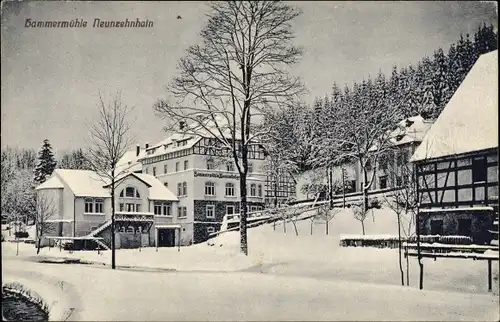 Ak Neunzehnhain Lengefeld im Erzgebirge Sachsen, Hammermühle im Winter