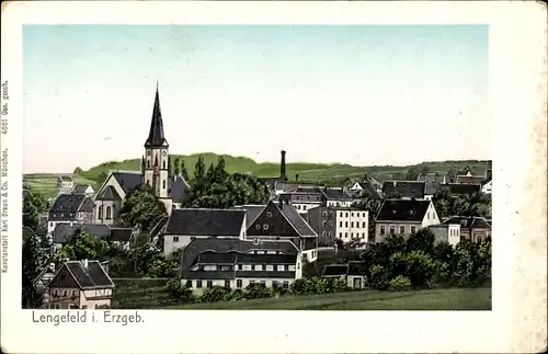 Ak Lengefeld im Erzgebirge Sachsen, Ort mit Kirche