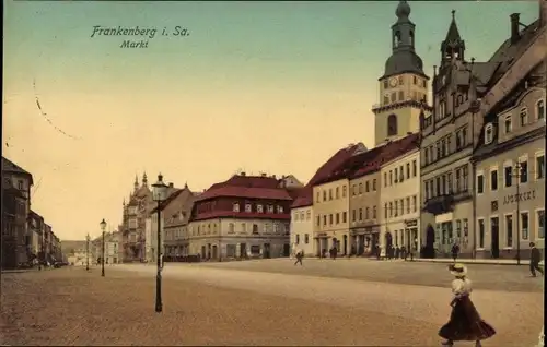 Ak Frankenberg an der Zschopau, Ansicht vom Marktplatz, Apotheke