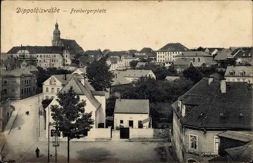 Ak Dippoldiswalde im Erzgebirge, Freiberger Platz, Übersicht