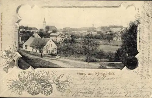 Passepartout Ak Königsbrück in der Oberlausitz, Teilansicht