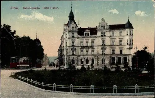 Ak Zittau in Sachsen, Hotel Hütter, Bahnhofstraße