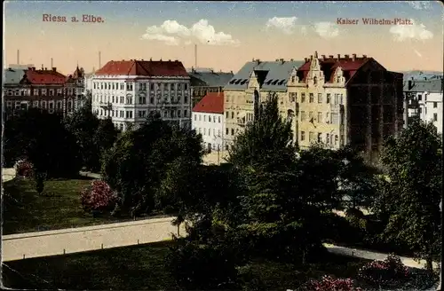 Ak Riesa an der Elbe Sachsen, Ansicht Kaiser Wilhelm Platz