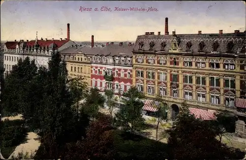 Ak Riesa an der Elbe Sachsen, Ansicht Kaiser Wilhelm Platz