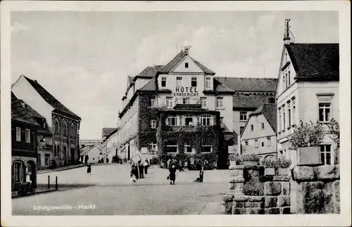 Ak Schirgiswalde Kirschau in Sachsen, Blick auf den Markt