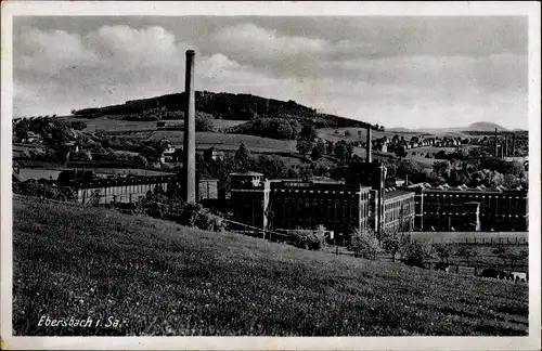 Ak Ebersbach in Sachsen, Teilansicht, Fabrik