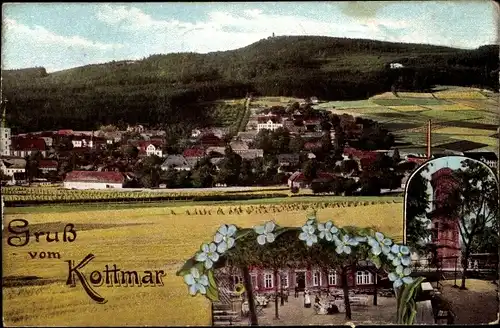 Ak Kottmar in der Oberlausitz, Panorama, Gasthof, Turm