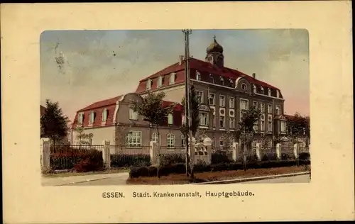 Präge Passepartout Ak Essen im Ruhrgebiet, Städtische Krankenanstalt, Hauptgebäude