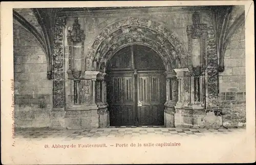 Ak Fontevrault Maine-et-Loire, Abbaye, Porte de la salle capitulaire