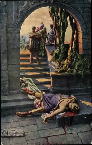 Künstler Ak Mastroianni, D., Quo Vadis, Roman von Henryk Sienkiewicz, Tod von Neron