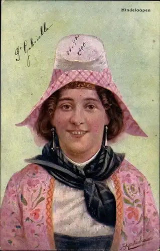 Künstler Ak Gerstenhauer, Johann, Hindeloopen, Portrait einer jungen Frau, Tracht