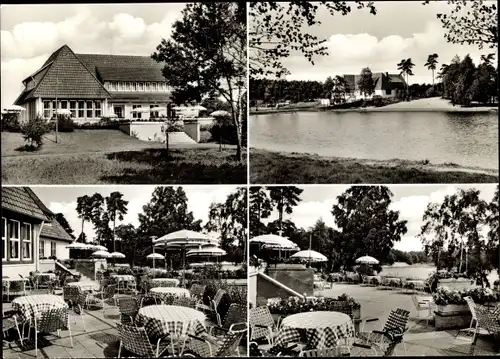 Ak Stuckenborstel Sottrum in Niedersachsen, Autobahn Rathaus Grundbergsee, Terrasse
