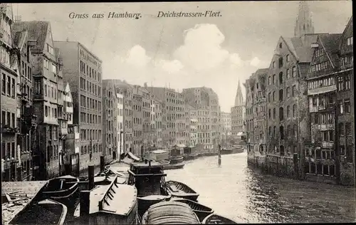 Ak Hamburg Mitte Altstadt, Fleet an der Deichstraße