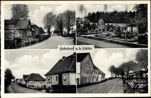 Ak Fahrdorf in Holstein, Ehrenmal, Straßenansichten, Siedlung