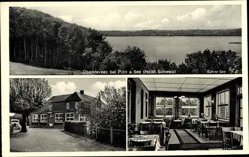 Ak Oberkleveez Bösdorf Holstein, Suhrer See, Gasthaus Oberkleveez, Innenansicht