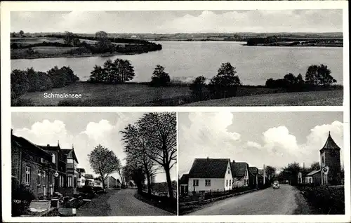 Ak Schmalensee in Schleswig Holstein, Panorama, Siedlung, Kirche