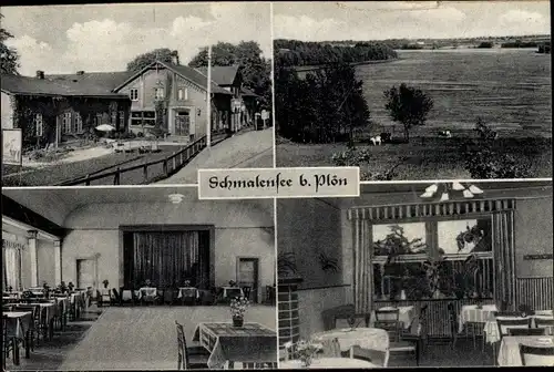 Ak Schmalensee in Schleswig Holstein, Gasthof Voss, Aussen- und Innenansicht, Landschaft