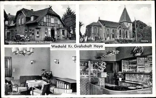 Ak Wechold Hilgermissen Niedersachsen, Gasthaus Paul Steede, Kirche