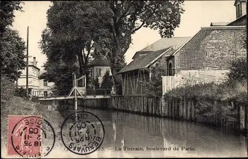 Ak Beauvais Oise, Le Therain boulevard de Paris