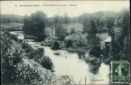 Ak Trois Monts Calvados, Paysage, Les Bords de l'Orne