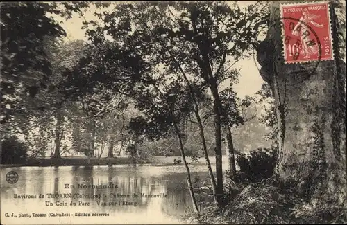 Ak Troarn Calvados, Un Coin du Parc, Vue sur l'Etang