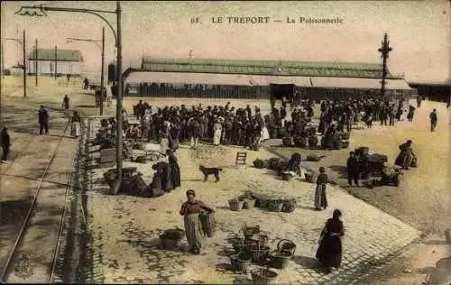 Ak Le Tréport Seine Maritime, La Poissonnerie, Fischmarkt