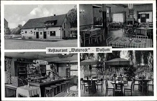 Ak Walsum Duisburg im Ruhrgebiet, Restaurant Watereck, Aussen- und Innenansicht