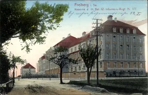 Ak Freiberg in Sachsen, Kaserne des III. Batls. 12. Infanterie Regiment Nr. 177