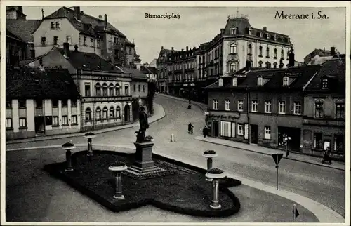 Ak Meerane in Sachsen, Bismarckhöhe mit Denkmal, Geschäfte