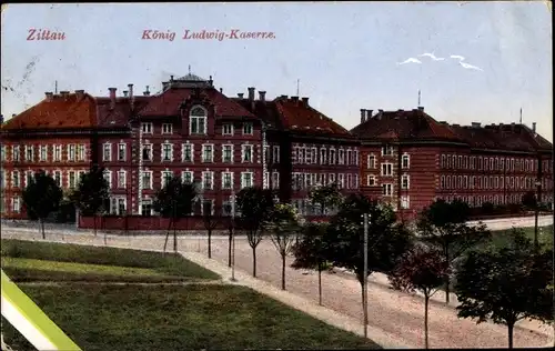 Ak Zittau in der Oberlausitz, König Ludwig Kaserne