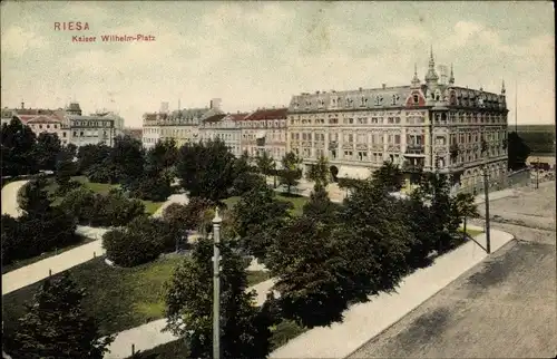 Ak Riesa an der Elbe Sachsen, Kaiser Wilhelm Platz