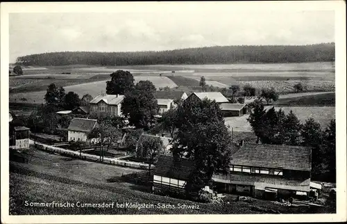 Ak Cunnersdorf Gohrisch in Sachsen, Blick auf den Ort, Sächsische Schweiz