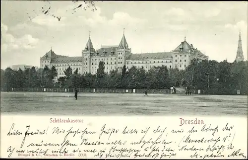 Ak Dresden Neustadt, Blick auf die Schützenkaserne, Kirchturm