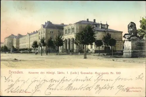 Ak Dresden Neustadt, Kaserne d. Königl. Sächs. 1. (Leib-) Grenadier Regiments Nr. 100