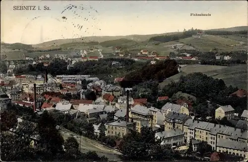 Ak Sebnitz Sächsische Schweiz, Übersicht mit Finkenbaude