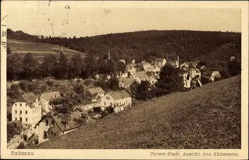 Ak Rabenau im Erzgebirge, Untere Stadt, Ansicht von Südwesten