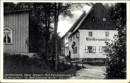 Ak Kleinhennersdorf Gohrisch in der Sächsischen Schweiz, Ferienheim Liethenmühle im Wald