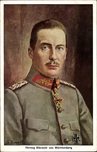 Künstler Ak Hornert, S., Herzog Albrecht von Württemberg, Portrait in Uniform, Eisernes Kreuz