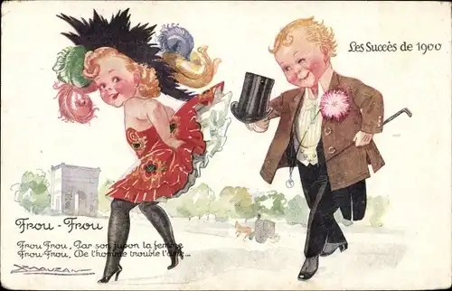 Künstler Ak Les Succes de 1900, Frou Frou, Damen-Hut mit Federn