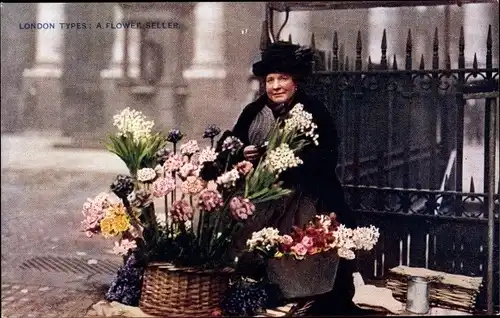Ak London England, A flower Seller