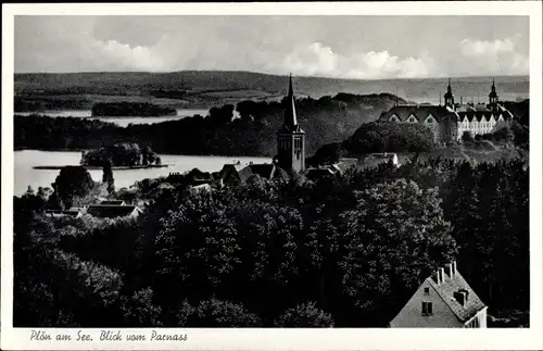 Ak Plön in Holstein, Blick vom Parnass, Schloss, Kirche