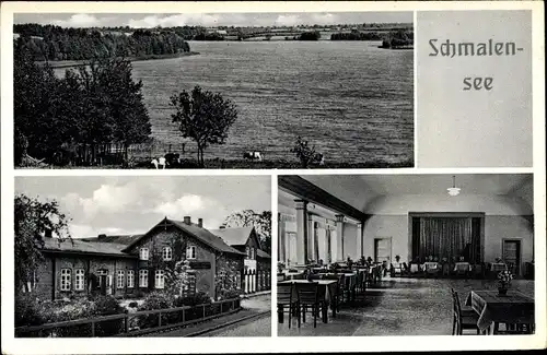 Ak Schmalensee in Schleswig Holstein, Gasthof Voss, Aussen- und Innenansicht, Seeblick
