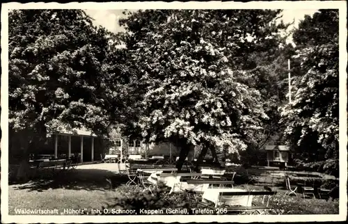 Ak Kappeln an der Schlei, Waldwirtschaft Hüholz, Terrasse