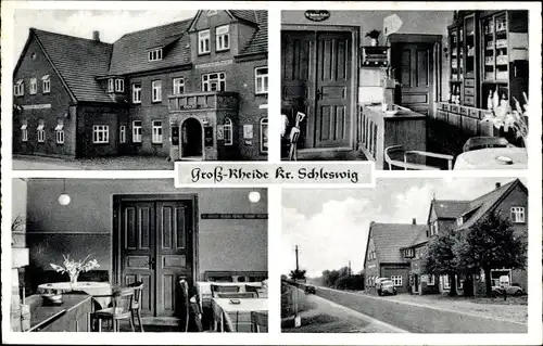 Ak Groß Rheide in Schleswig, Westend Hotel, Aussen- und Innenansicht