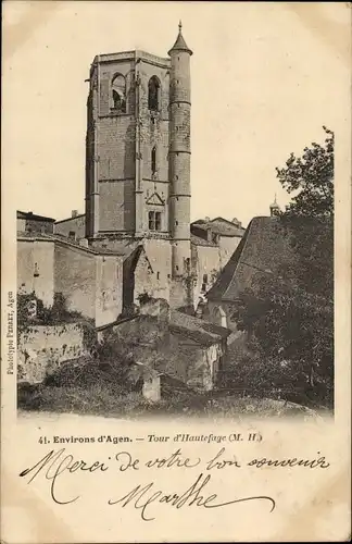 Ak Hautefage-la-Tour Lot et Garonne, Turm