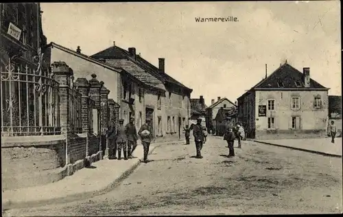 Ak Warmeriville Marne, Deutsche Soldaten in der Ortschaft, I WK